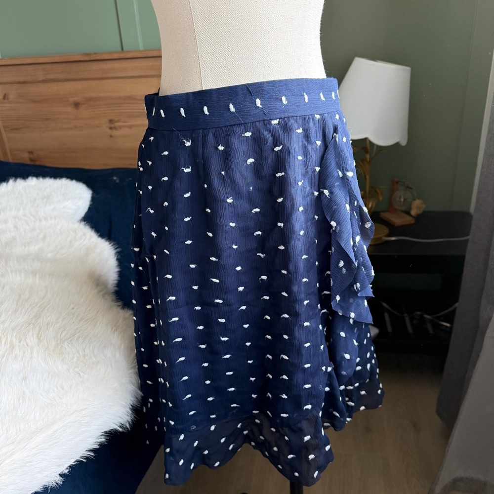 NWT Anthropologie Hutch Navy Blue Polka Dot Skirt
